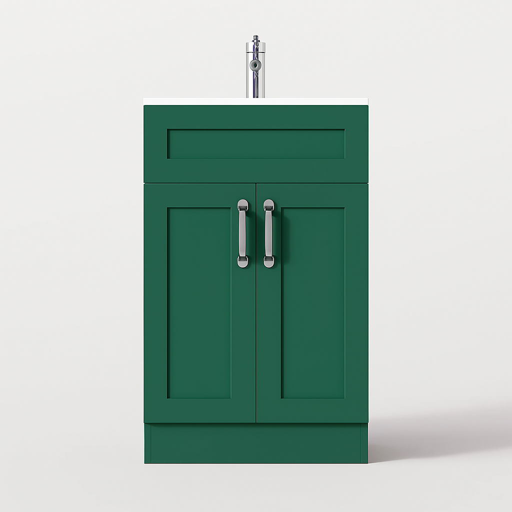 500mm Green Vanity Unit - Floor Standing with Basin